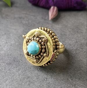 🦋LAST🦋 NWT Baizaar Turquoise Stone Poison Ring, Size 6.75
